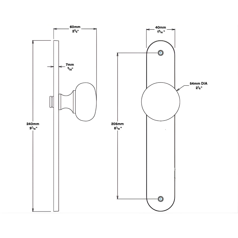 Iver Cambridge Knob Oval Backplate Passage Kit Matte Black