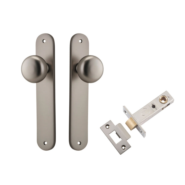 Iver Cambridge Knob Oval Backplate Passage Kit Satin Nickel  14834KPASS60 - The Blue Space