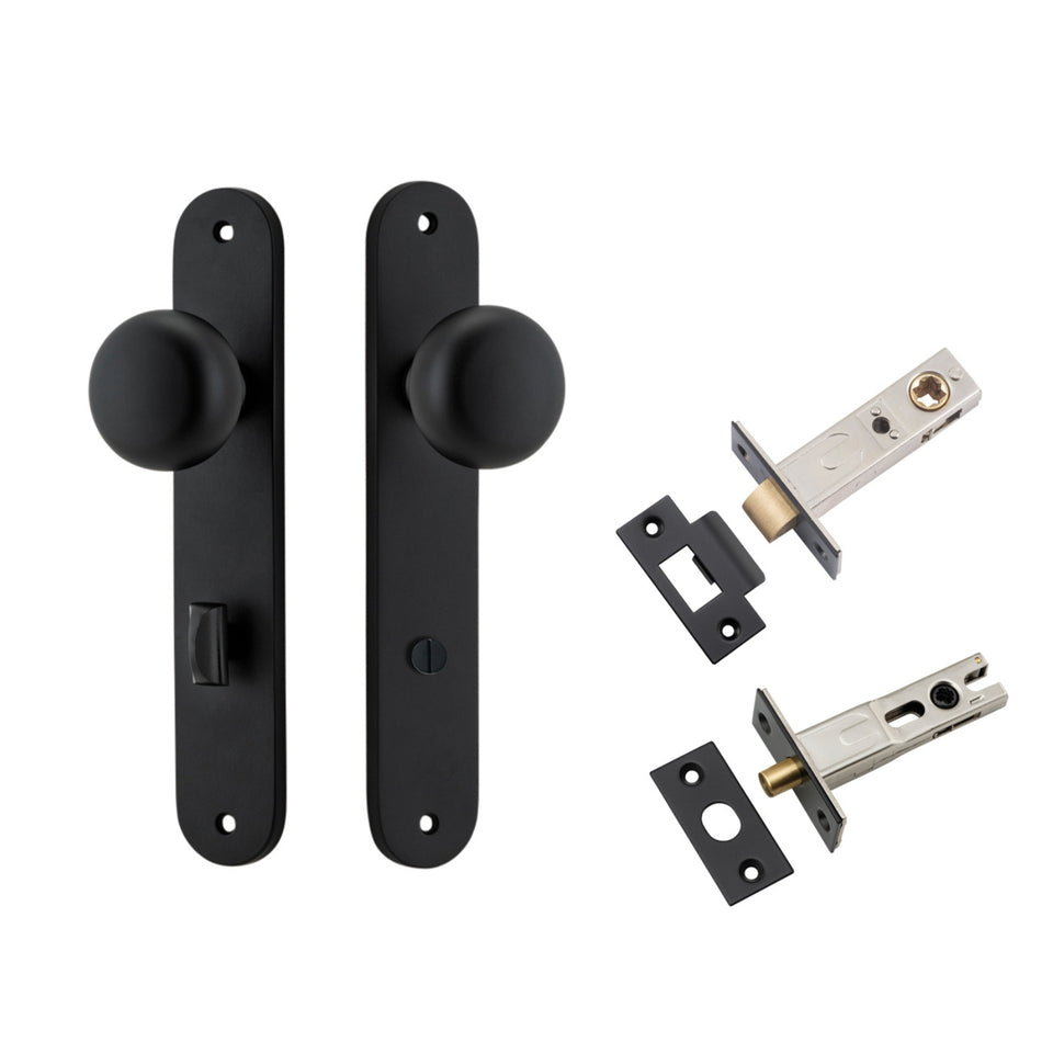 Iver Cambridge Knob Oval Backplate Privacy Kit with Privacy Turn Matte Black