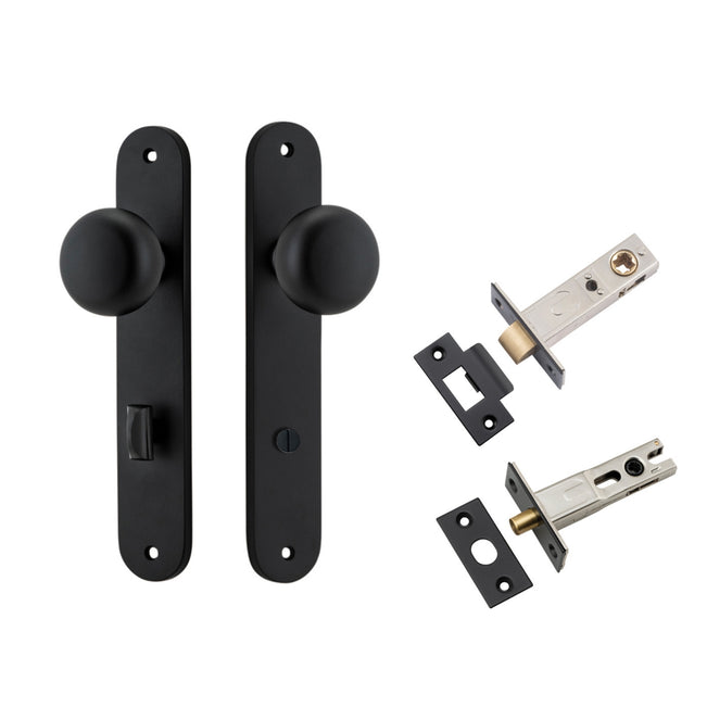 Iver Cambridge Knob Oval Backplate Privacy Kit with Privacy Turn Matte Black  12834KPRIV60 - The Blue Space