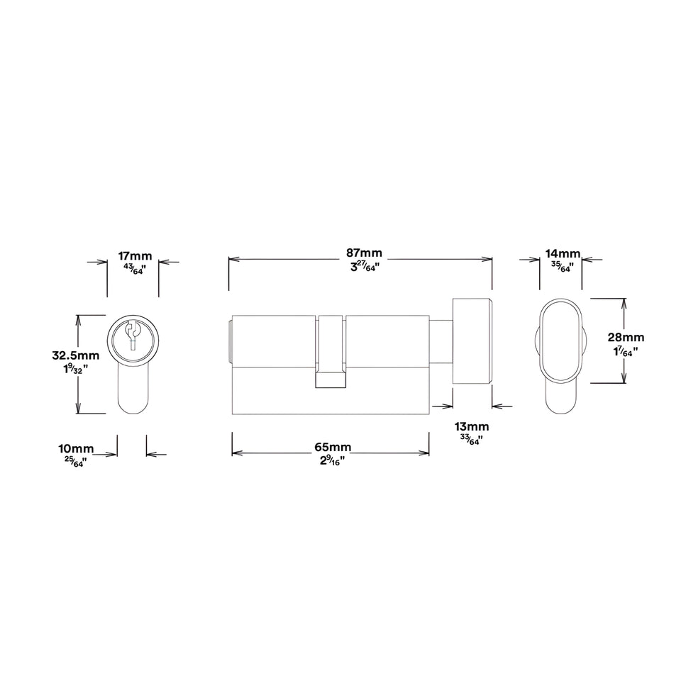 Iver Cambridge Knob Rectangular Backplate Entrance Kit with High Security Lock Signature Brass