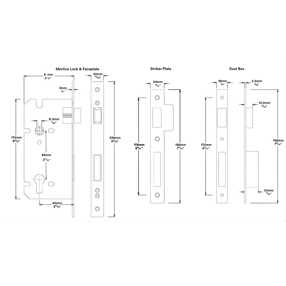 Iver Cambridge Knob Rectangular Backplate Entrance Kit with High Security Lock Signature Brass