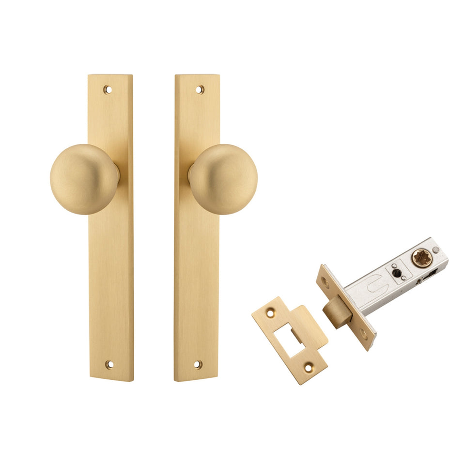 Iver Cambridge Knob Rectangular Backplate Passage Kit Brushed Brass