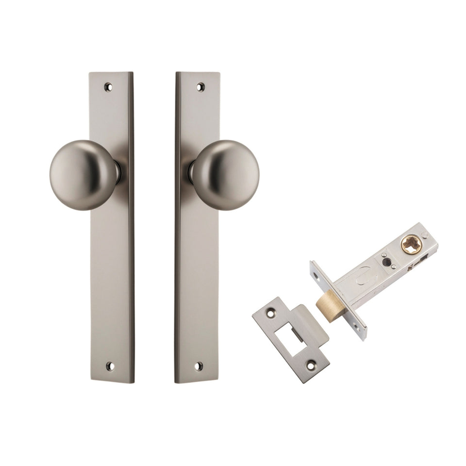 Iver Cambridge Knob Rectangular Backplate Passage Kit Satin Nickel