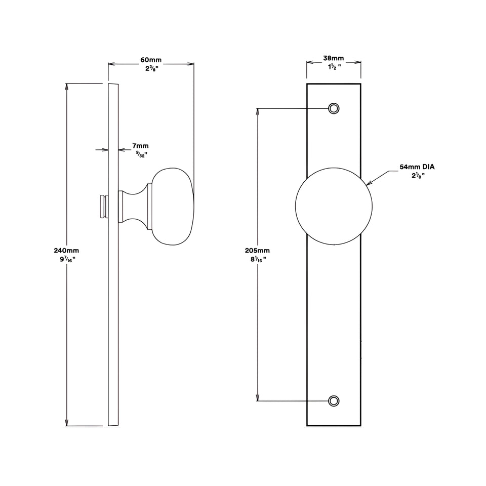 Iver Cambridge Knob Rectangular Backplate Passage Kit Signature Brass