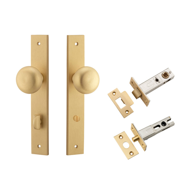 Iver Cambridge Knob Rectangular Backplate Privacy Kit with Privacy Turn Brushed Brass 15322KPRIV60 - The Blue Space