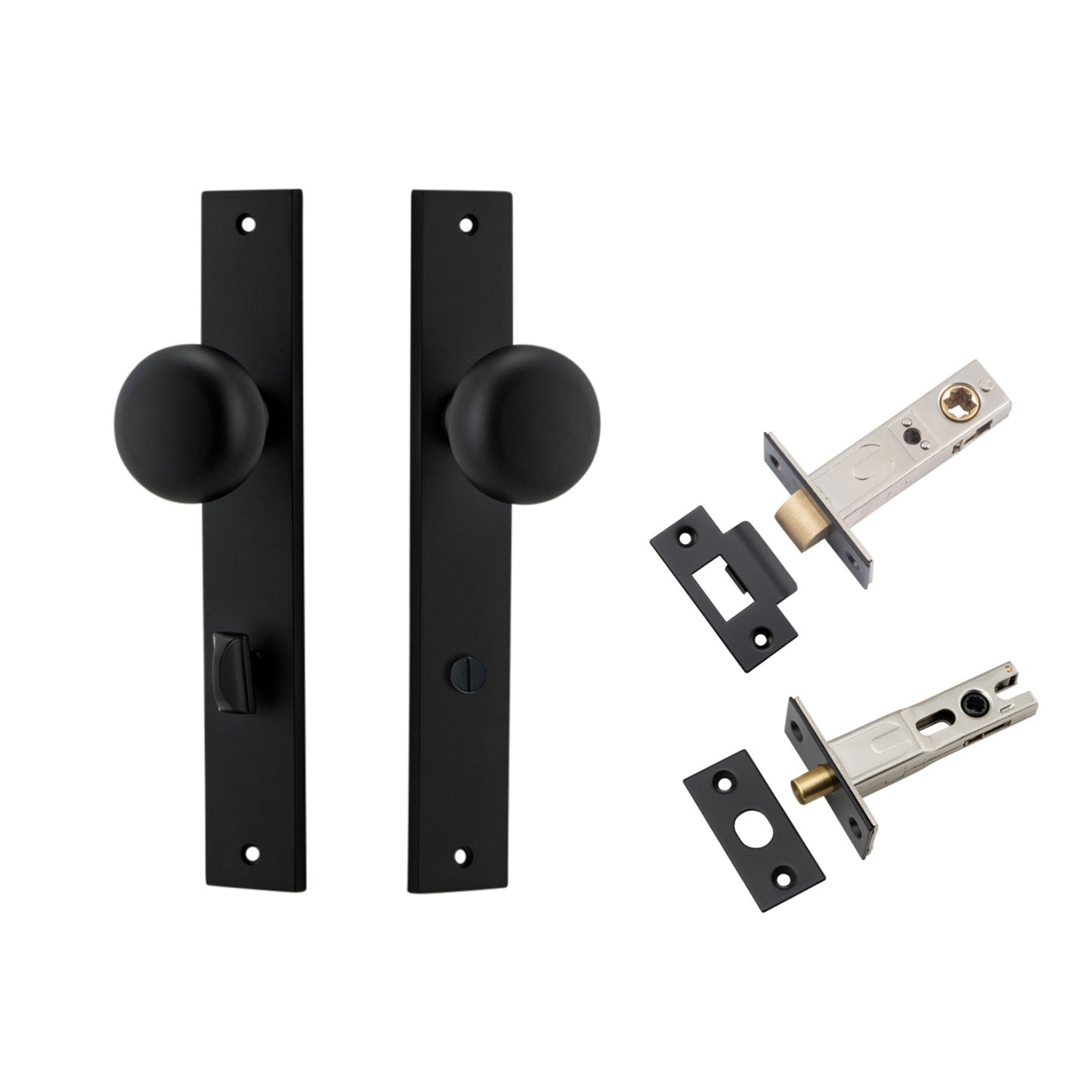 Iver Cambridge Knob Rectangular Backplate Privacy Kit with Privacy Turn Matte Black  12822KPRIV60 - The Blue Space