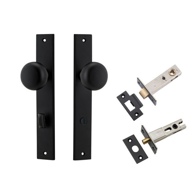 Iver Cambridge Knob Rectangular Backplate Privacy Kit with Privacy Turn Matte Black  12822KPRIV60 - The Blue Space
