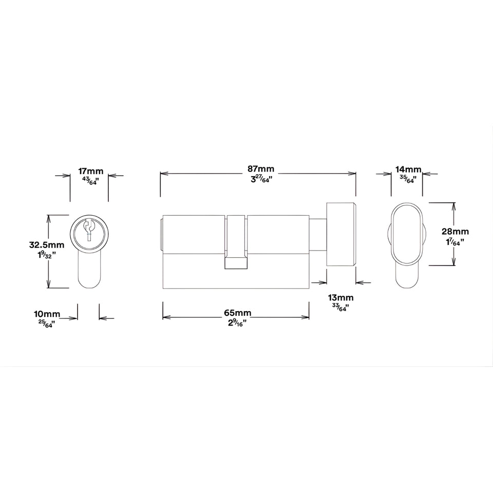 Iver Cambridge Knob Round Rose Entrance Kit with Separate High Security Lock Brushed Brass
