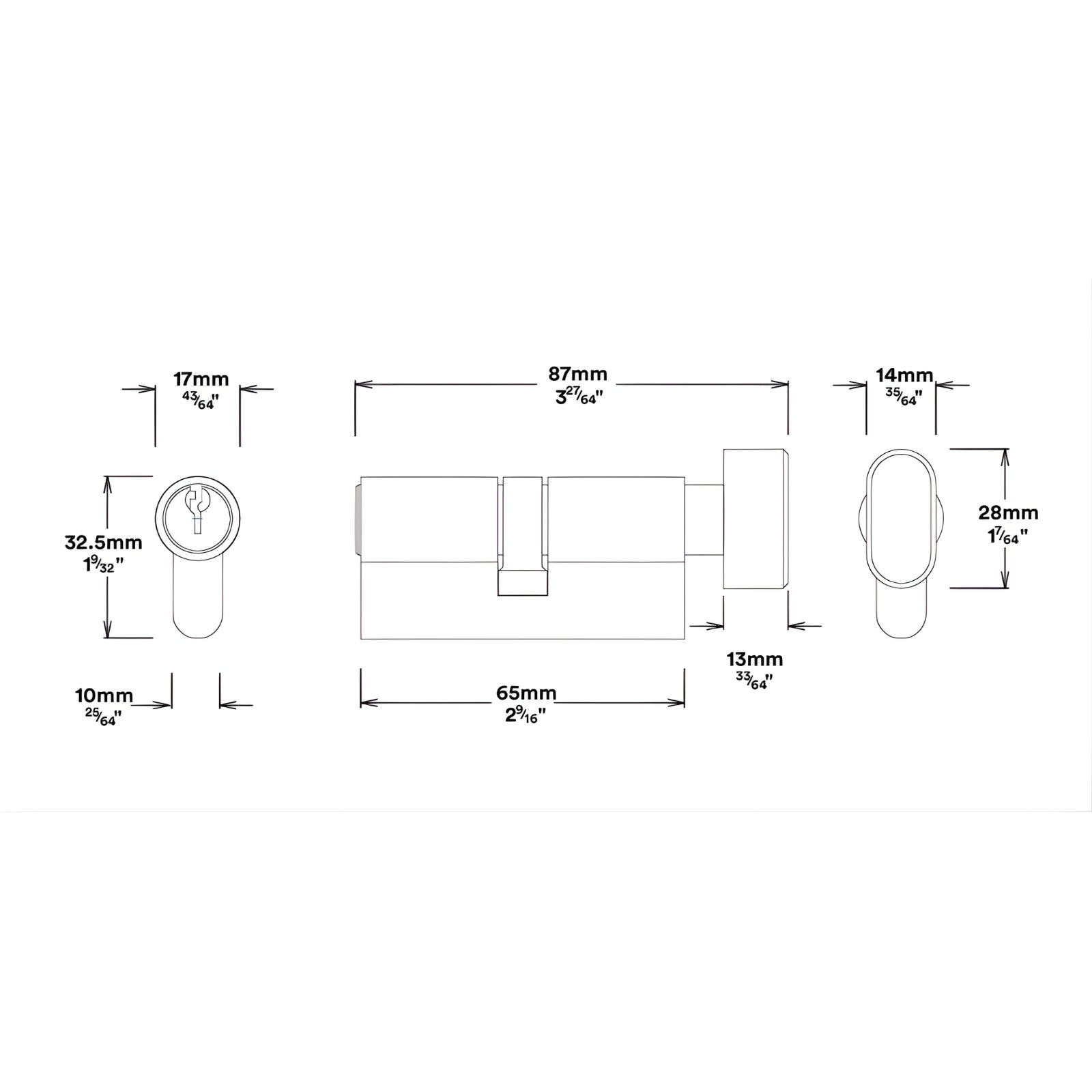 Line Drawing Key Thumb Iver Cambridge Knob Round Rose Entrance Kit with Separate High Security Lock Brushed Brass 0252KENTR60KT - The Blue Space