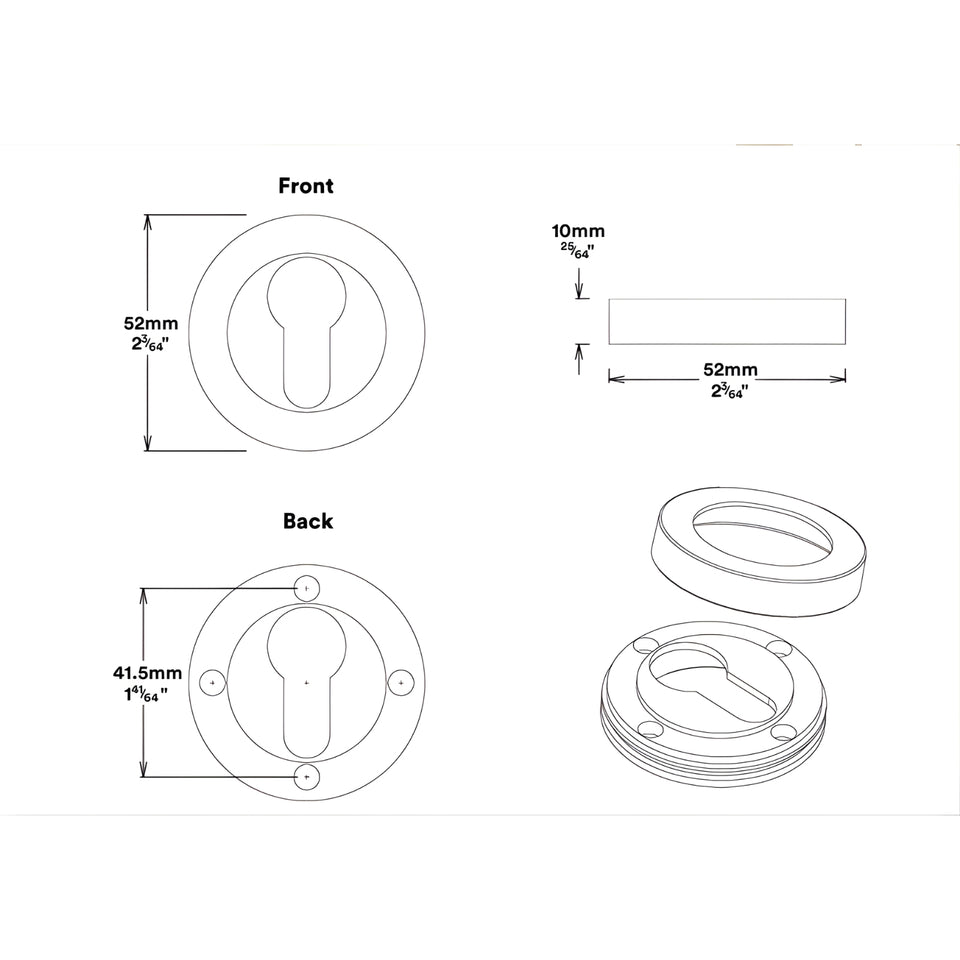 Iver Cambridge Knob Round Rose Entrance Kit with Separate High Security Lock Matte Black