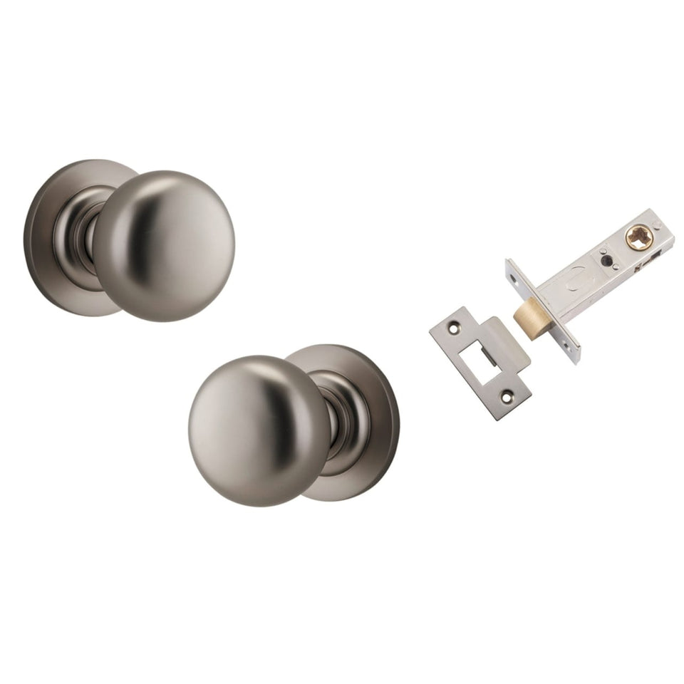 Iver Cambridge Knob Round Rose Passage Kit Satin Nickel
