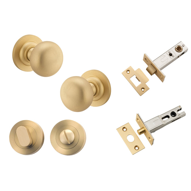 Iver Cambridge Knob Round Rose Privacy Kit with Separate Privacy Turn Brushed Brass 0252KPRIV60 - The Blue Space