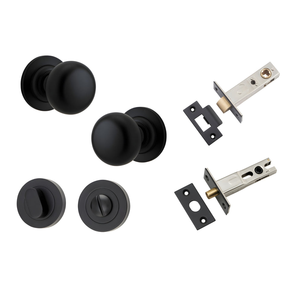Iver Cambridge Knob Round Rose Privacy Kit with Separate Privacy Turn Matte Black