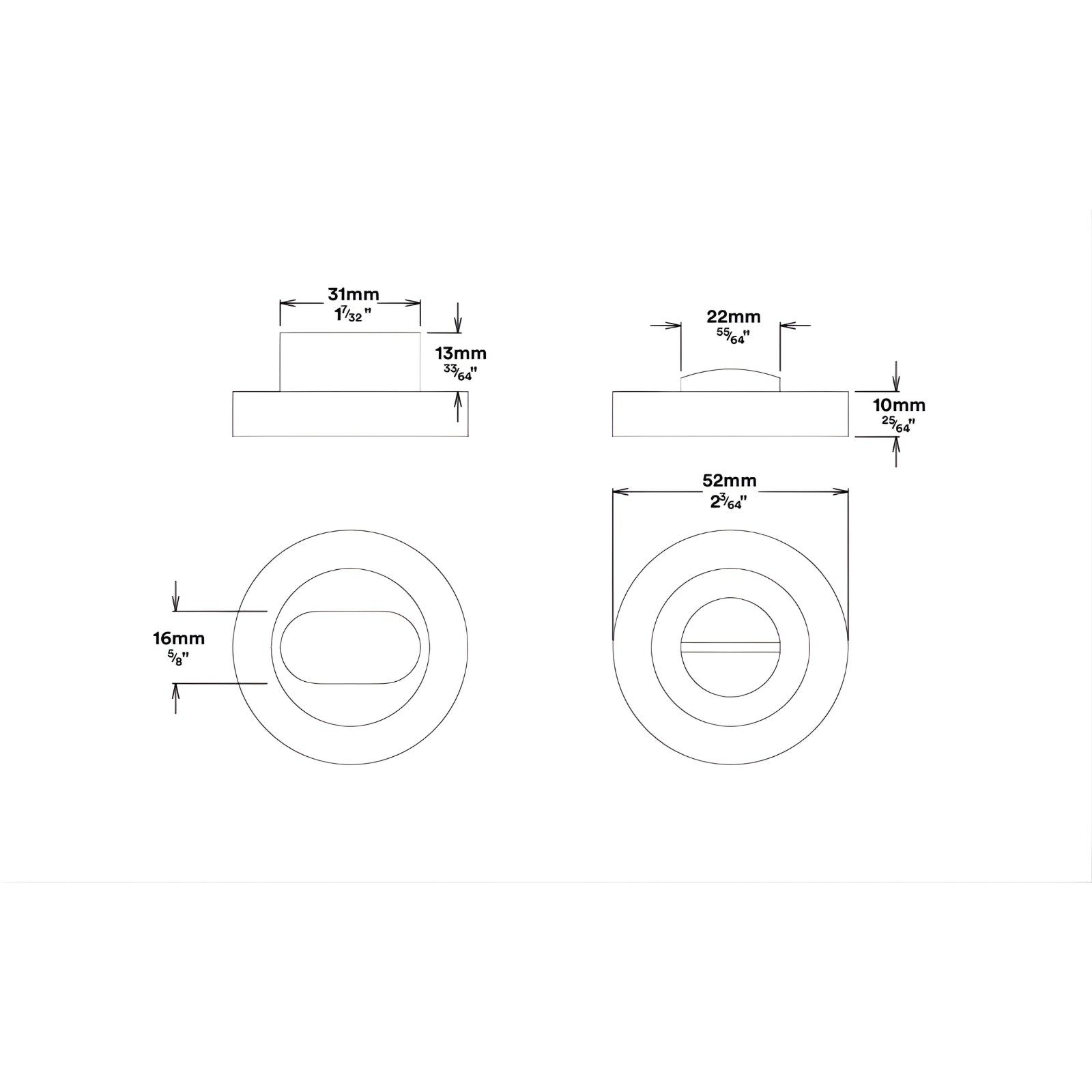 Lock Iver Cambridge Knob Round Rose Privacy Kit with Separate Privacy Turn Satin Nickel  0209KPRIV60 - The Blue Space