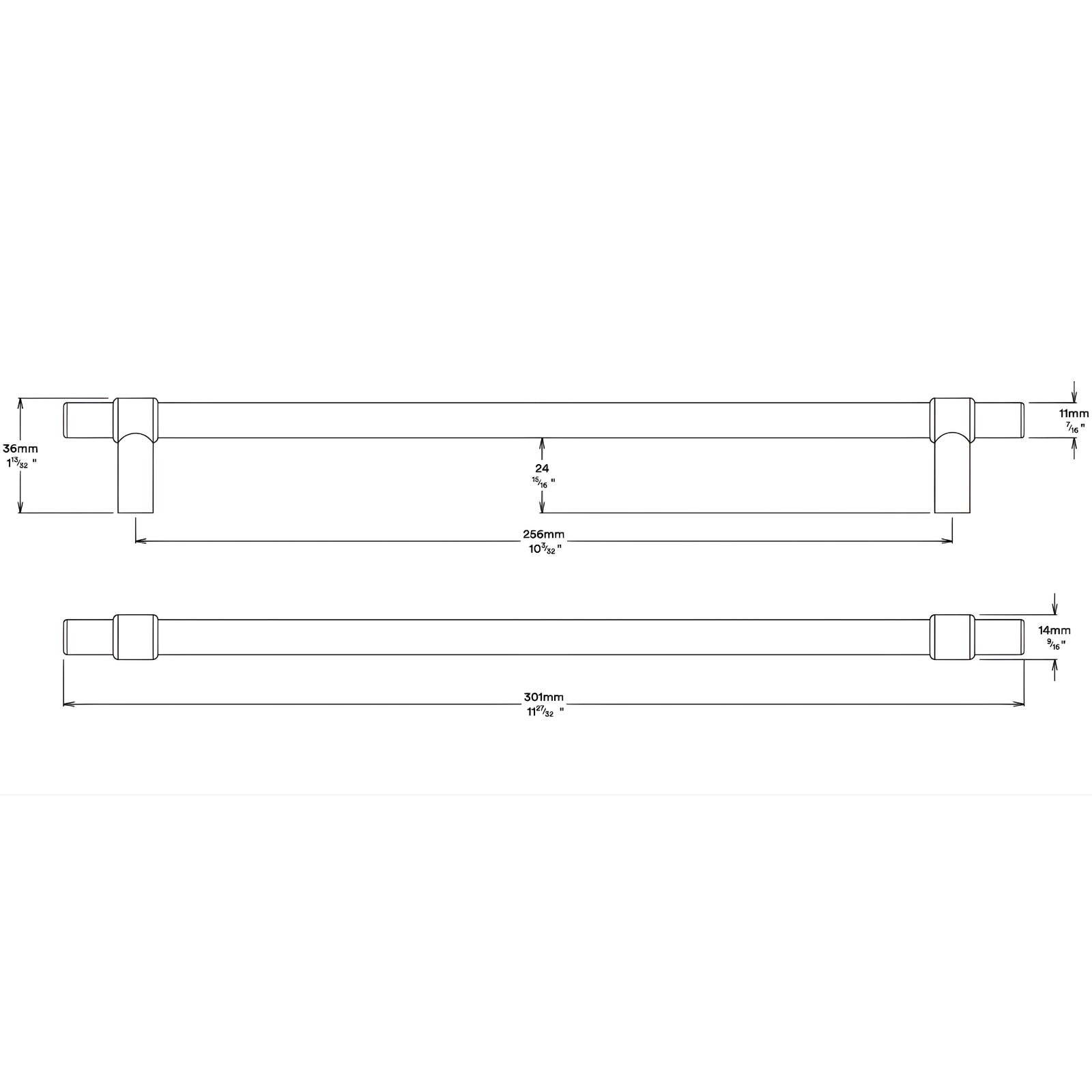 Line Drawing Iver Helsinki 256mm Cabinet Pull Handle Brushed Brass 21026 - The Blue Space