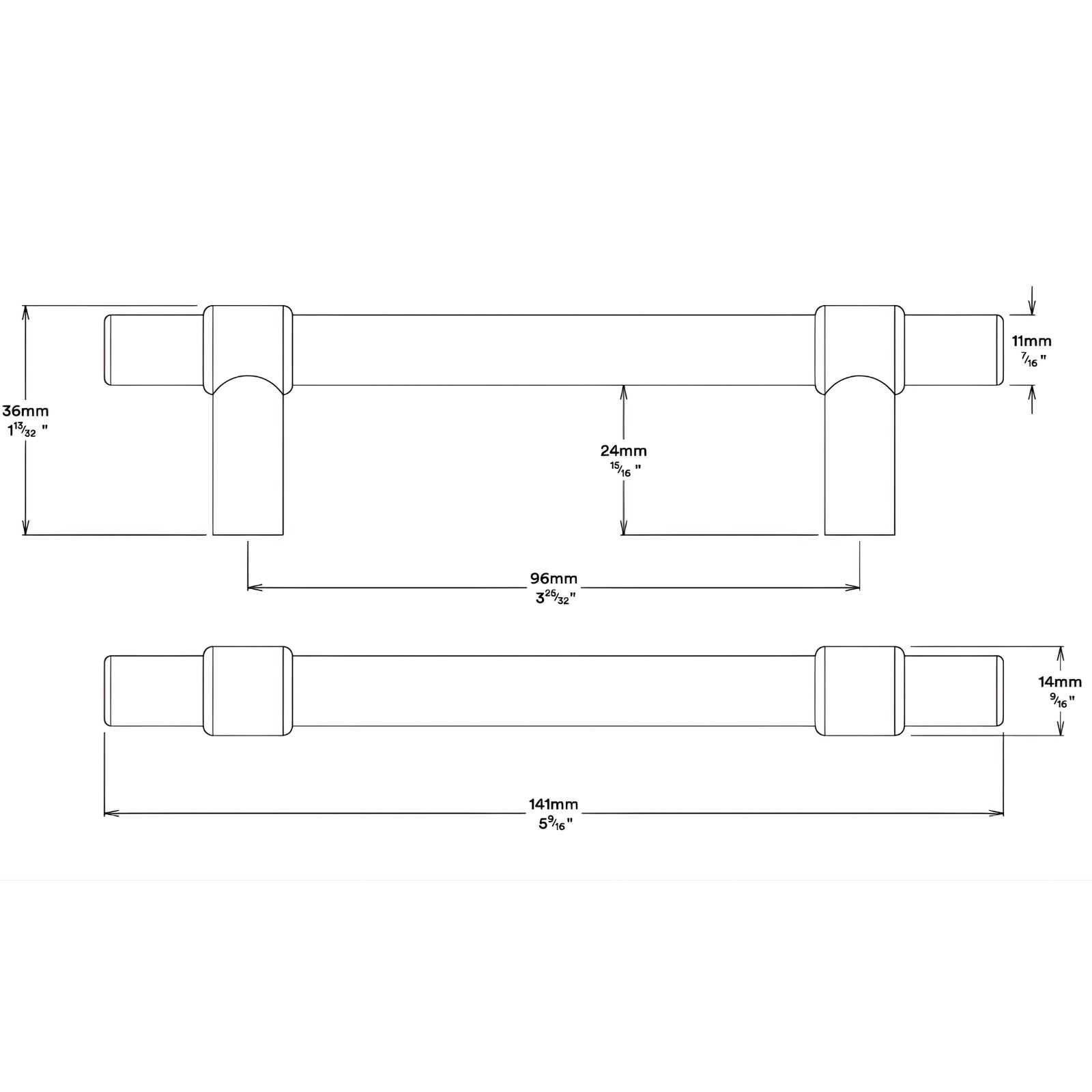 Line Drawing Iver Helsinki 96mm Cabinet Pull Handle Signature Brass 20991 - The Blue Space