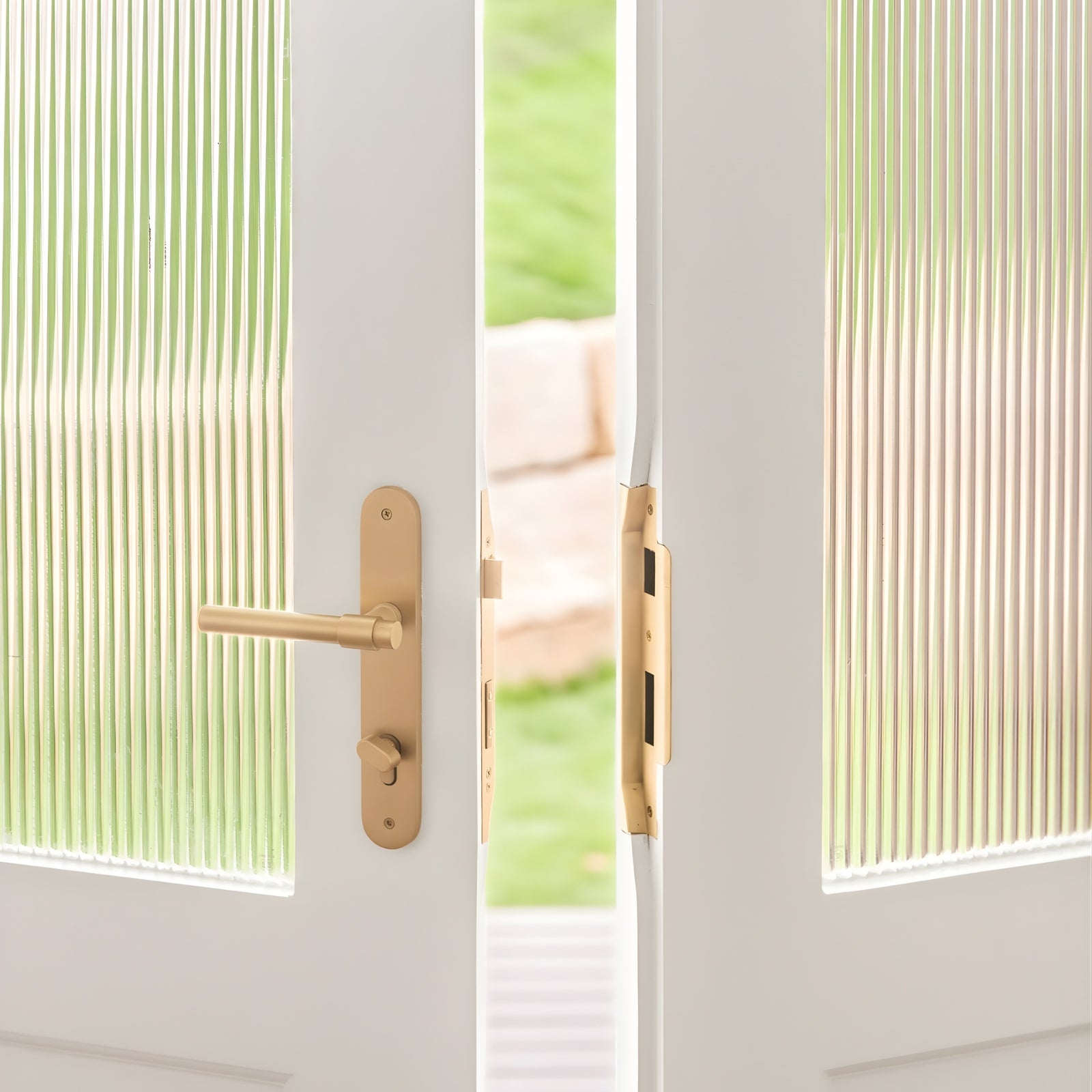 Lifestyle Iver Helsinki Lever Oval Backplate Entrance Kit with High Security Lock Brushed Gold PVD 16400KENTR60KT - The Blue Space