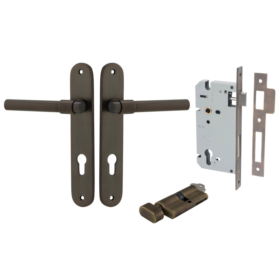 Iver Helsinki Lever Oval Backplate Entrance Kit with High Security Lock Signature Brass