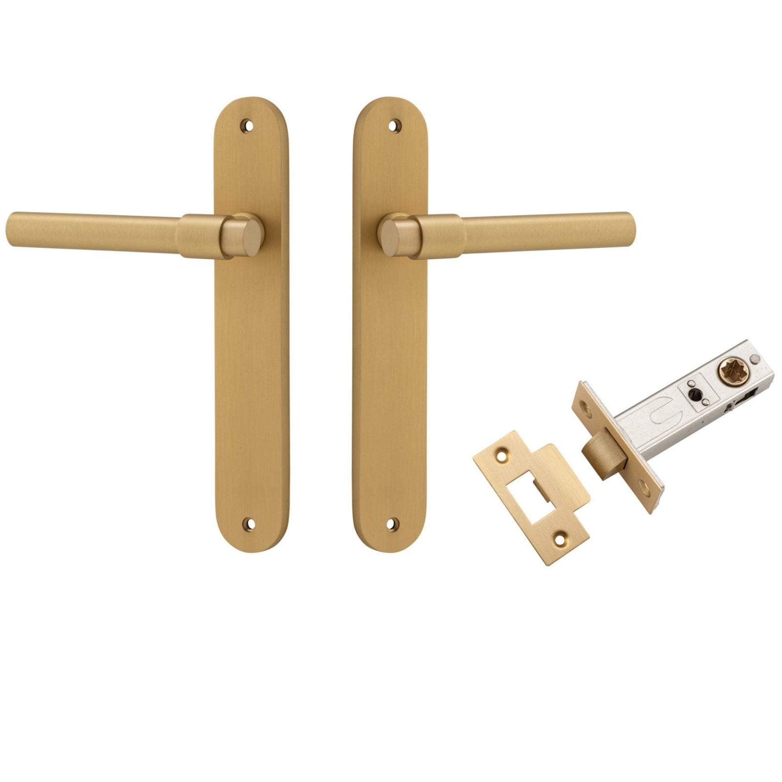 Iver Helsinki Lever Oval Backplate Passage Kit Brushed Brass 15400KPASS60 - The Blue Space