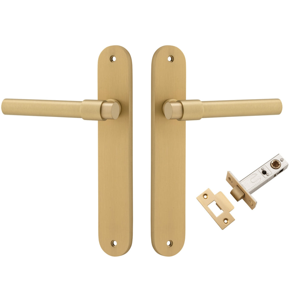 Iver Helsinki Lever Oval Backplate Passage Kit Brushed Gold PVD