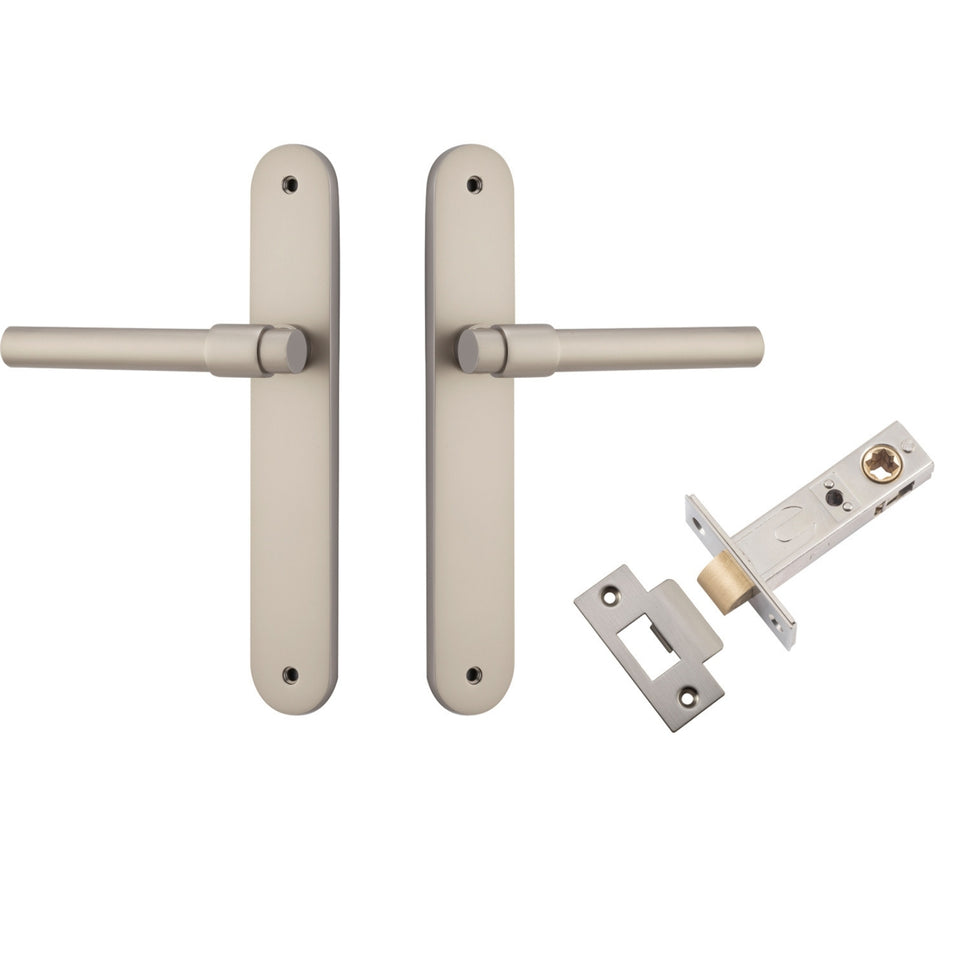 Iver Helsinki Lever Oval Backplate Passage Kit Satin Nickel