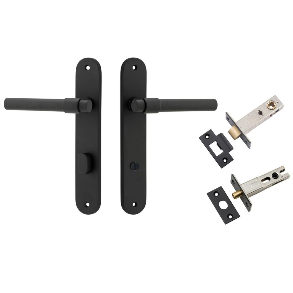 Iver Helsinki Lever Oval Backplate Privacy Kit with Privacy Turn Matte Black
