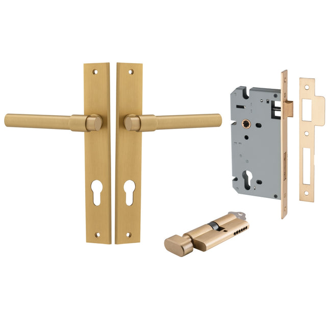 Iver Helsinki Lever Rectangular Backplate Entrance Kit with High Security Lock Brushed Brass  15396KENTR60KT - The Blue Space