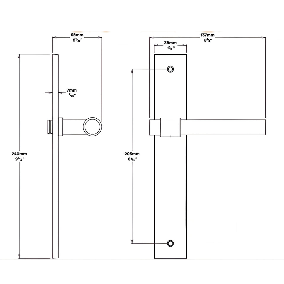 Iver Helsinki Lever Rectangular Backplate Passage Kit Matte Black