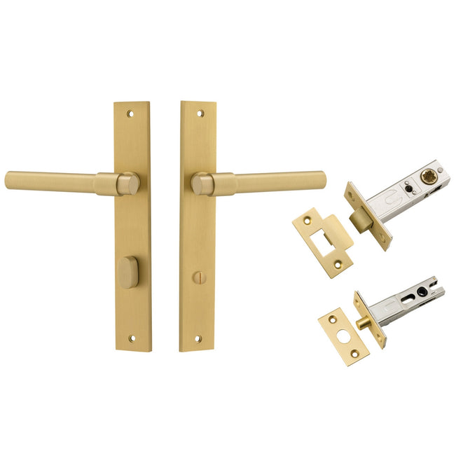 Iver Helsinki Lever Rectangular Backplate Privacy Kit with Privacy Turn Brushed Gold PVD 16396KPRIV60 - The Blue Space