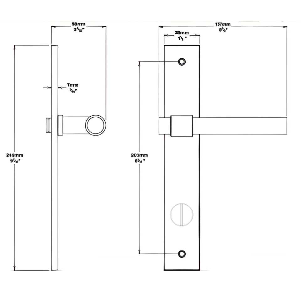 Iver Helsinki Lever Rectangular Backplate Privacy Kit with Privacy Turn Satin Nickel