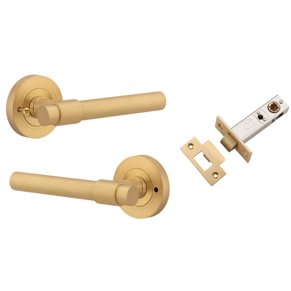 Iver Helsinki Lever Round Rose (Inbuilt Privacy) Brushed Brass