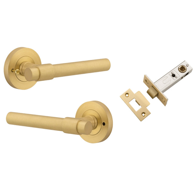 Iver Helsinki Lever Round Rose (Inbuilt Privacy) Brushed Gold PVD 16626KIBPRIV60 - The Blue Space