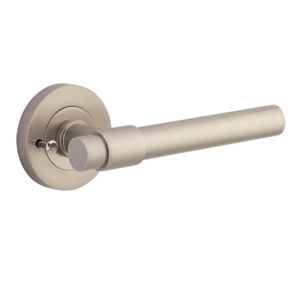 Iver Helsinki Lever Round Rose (Inbuilt Privacy) Satin Nickel