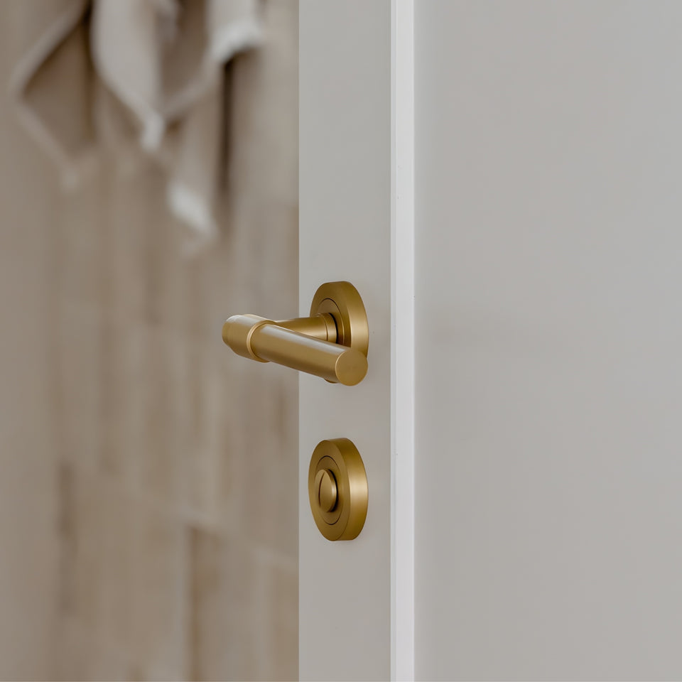 Iver Helsinki Lever Round Rose Entrance Kit with Separate High Security Lock Brushed Gold PVD