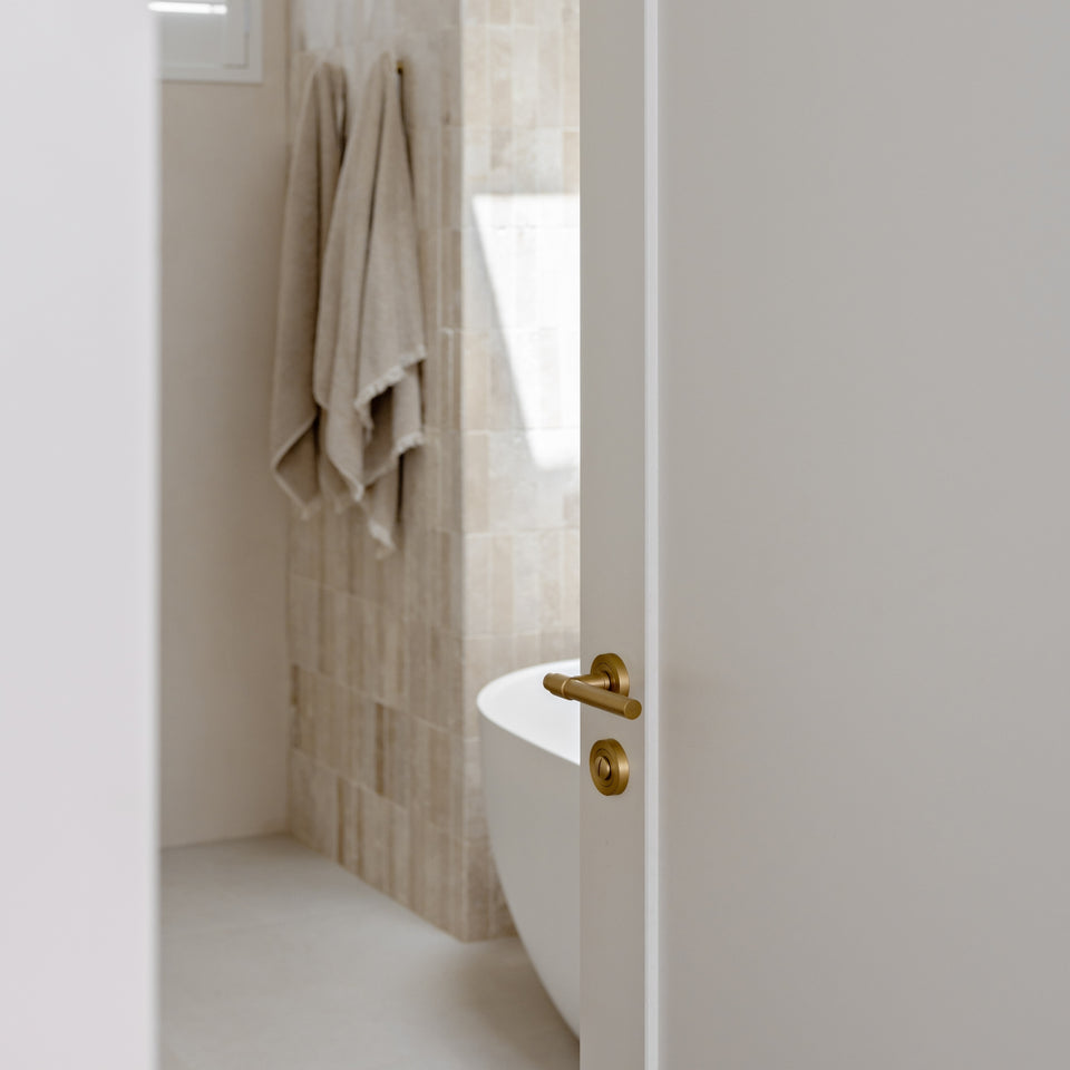 Iver Helsinki Lever Round Rose Entrance Kit with Separate High Security Lock Brushed Gold PVD