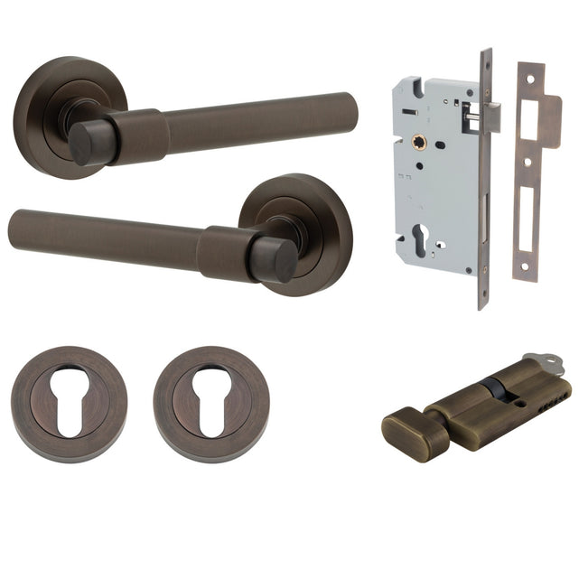 Iver Helsinki Lever Round Rose Entrance Kit with Separate High Security Lock Signature Brass  20621KENTR60KT - The Blue Space