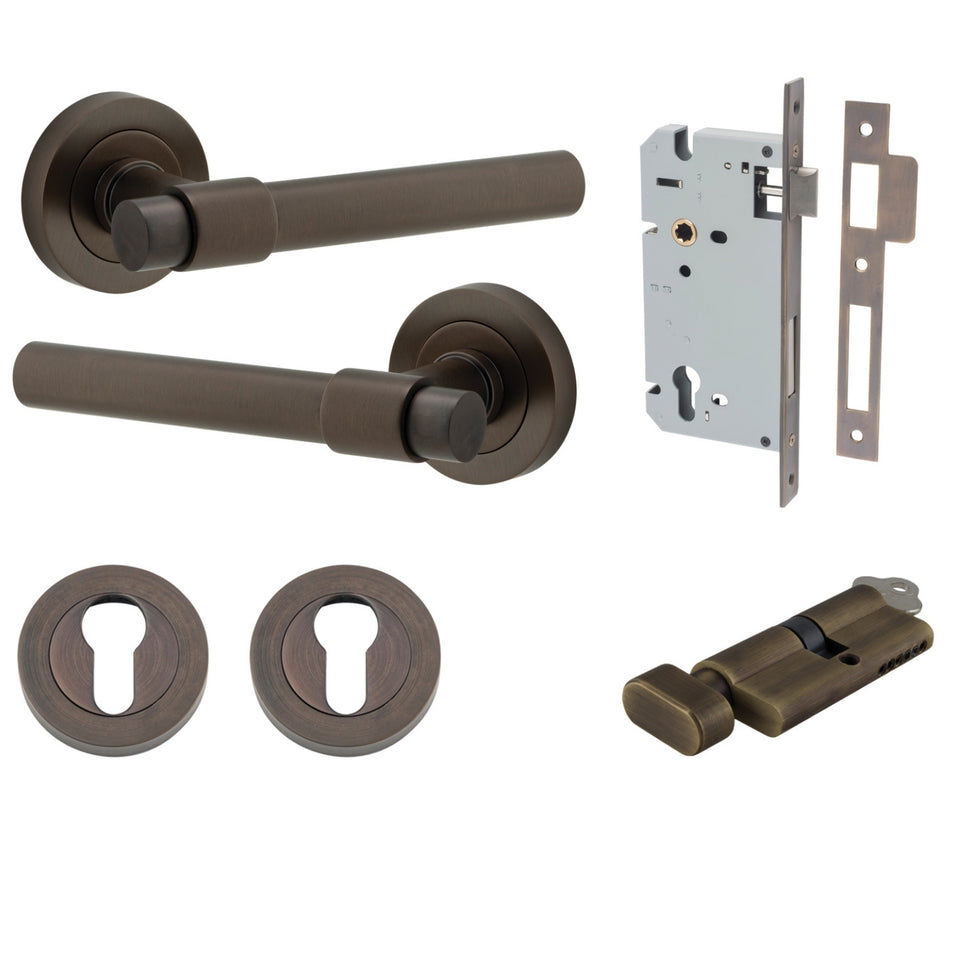 Iver Helsinki Lever Round Rose Entrance Kit with Separate High Security Lock Signature Brass