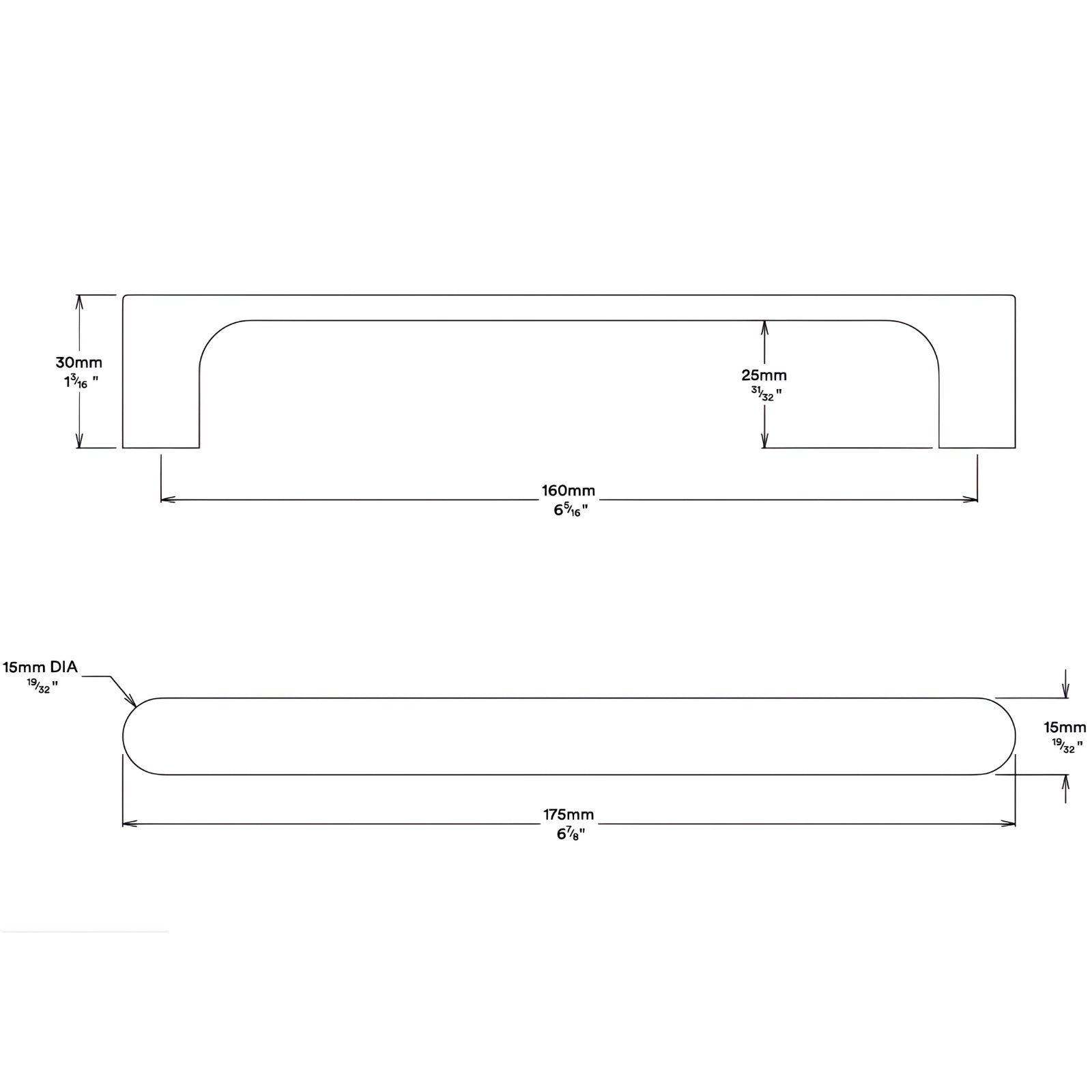 Line Drawing Iver Osaka 160mm Cabinet Pull Handle Brushed Brass 20966 - The Blue Space