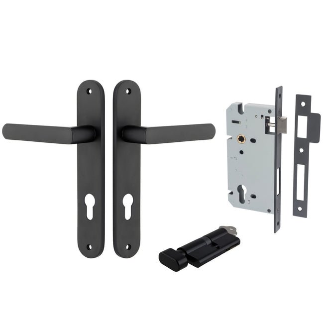 Iver Osaka Lever Oval Backplate Entrance Kit with High Security Lock Matte Black 12864KENTR60KT - The Blue Space