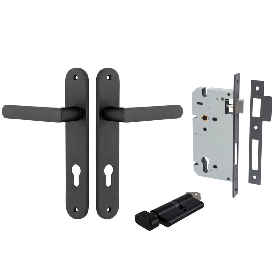 Iver Osaka Lever Oval Backplate Entrance Kit with High Security Lock Matte Black
