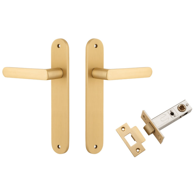 Iver Osaka Lever Oval Backplate Passage Kit Brushed Brass  15364KPASS60 - The Blue Space