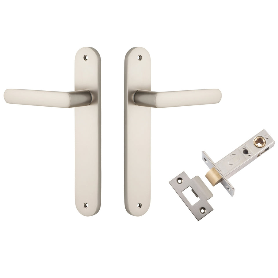 Iver Osaka Lever Oval Backplate Passage Kit Satin Nickel