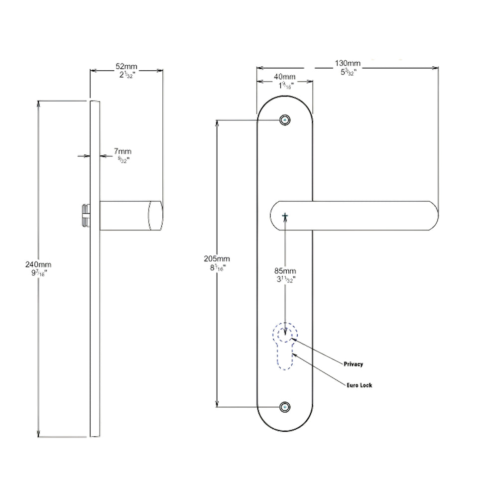 Iver Osaka Lever Oval Backplate Passage Kit Satin Nickel
