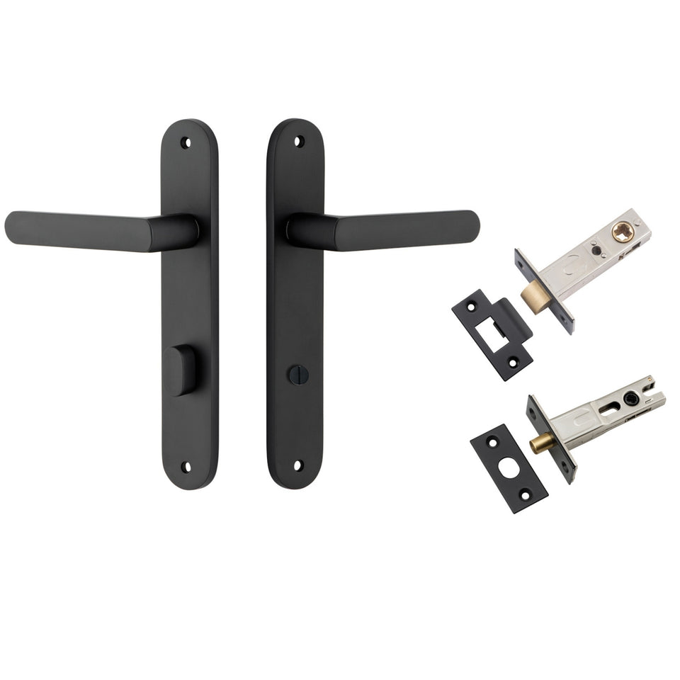 Iver Osaka Lever Oval Backplate Privacy Kit with Privacy Turn Matte Black