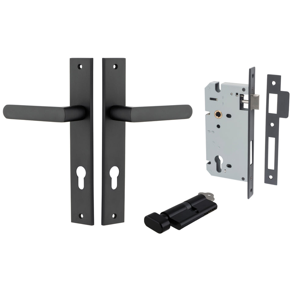 Iver Osaka Lever Rectangular Backplate Entrance Kit with High Security Lock Matte Black