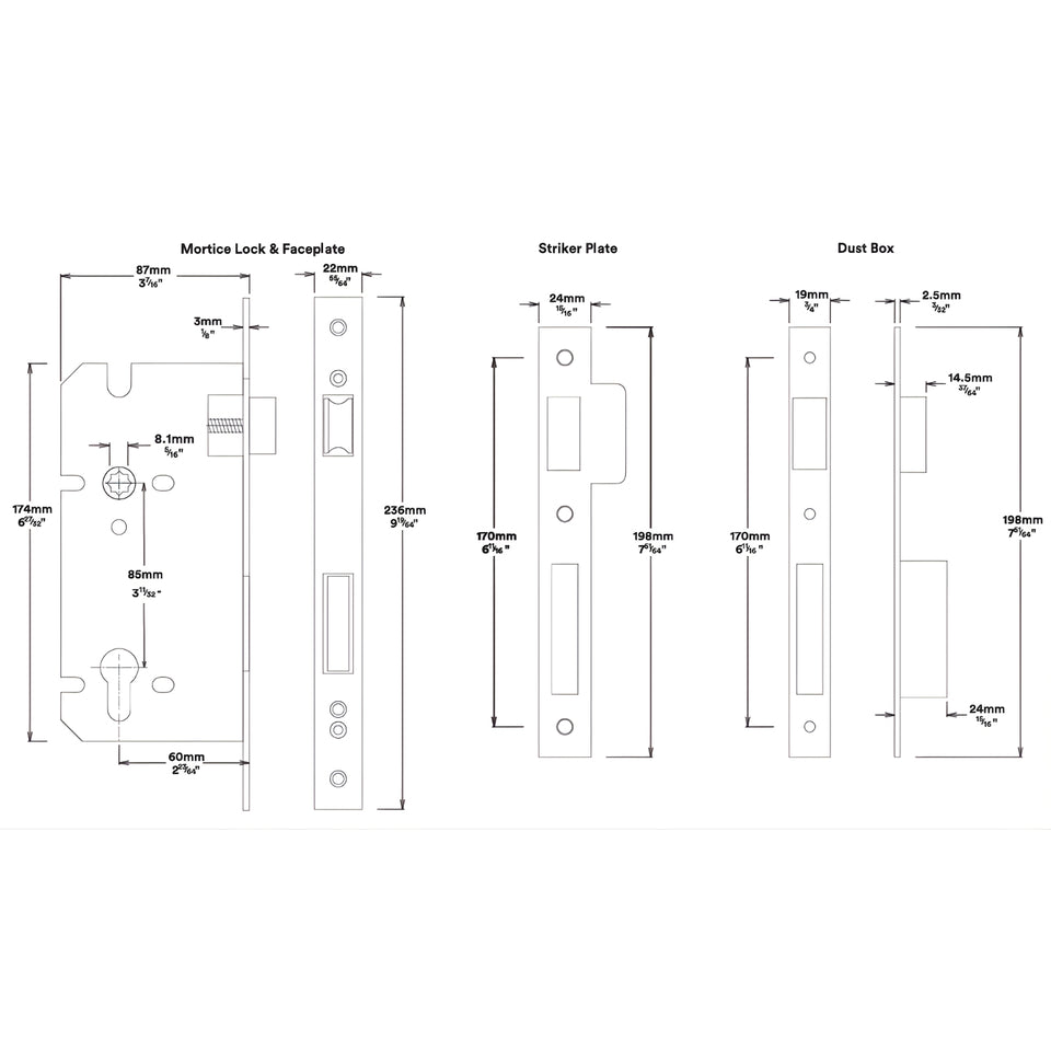Iver Osaka Lever Rectangular Backplate Entrance Kit with High Security Lock Matte Black