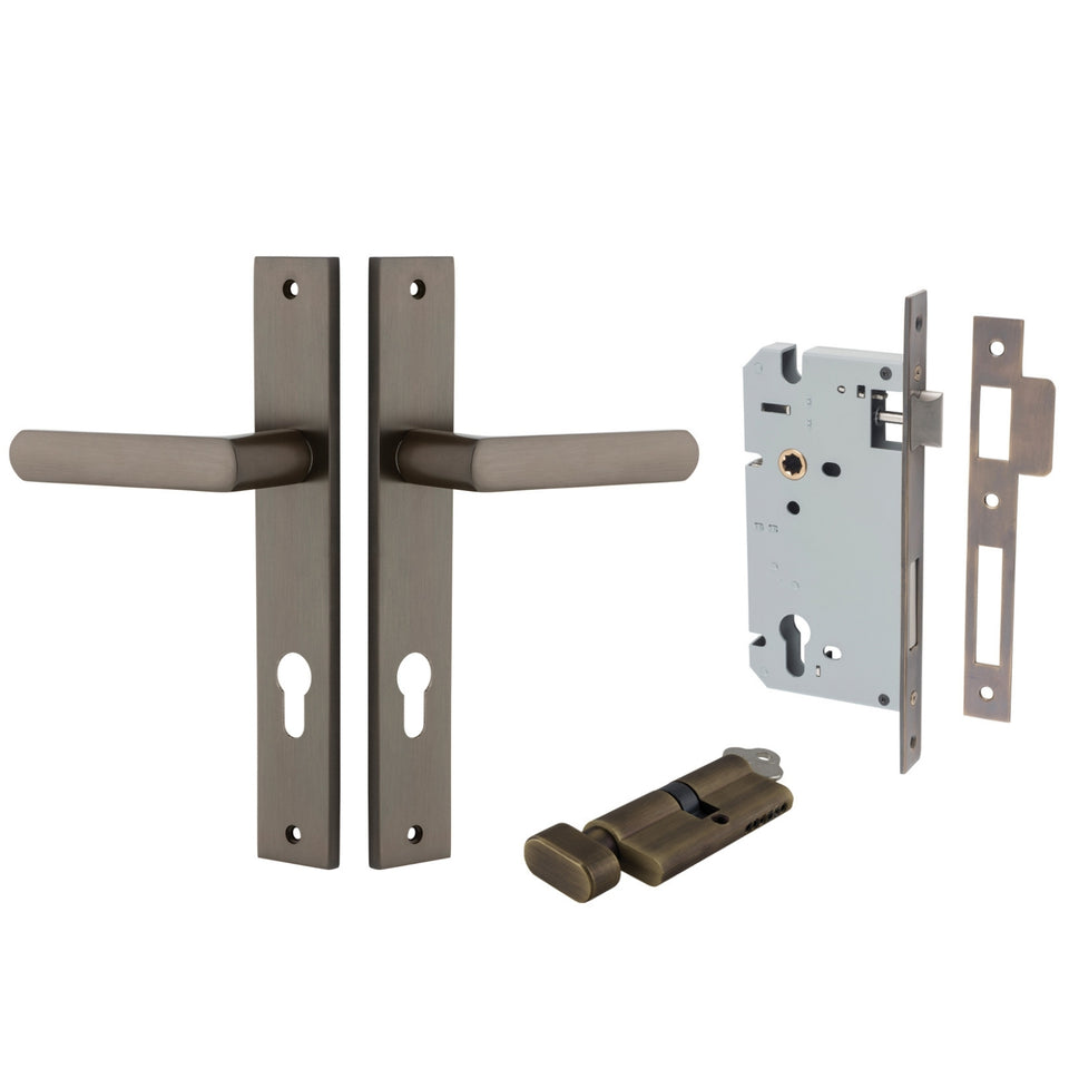 Iver Osaka Lever Rectangular Backplate Entrance Kit with High Security Lock Signature Brass