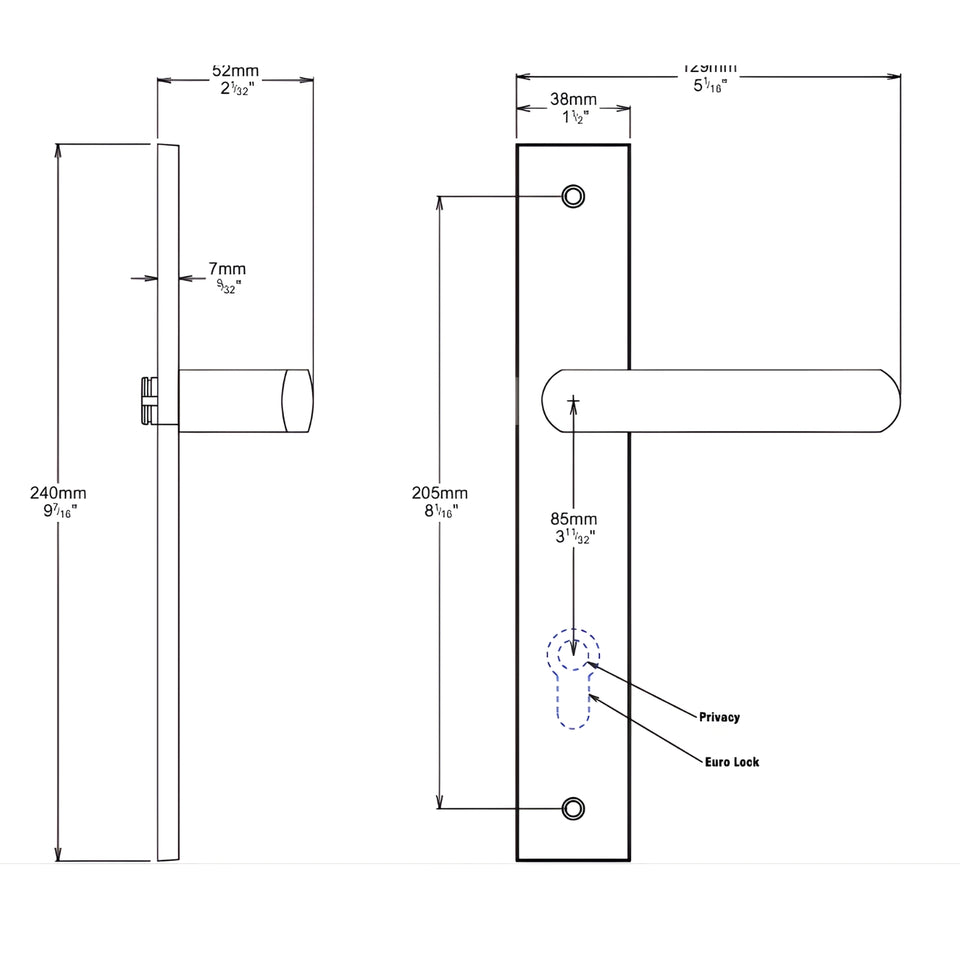 Iver Osaka Lever Rectangular Backplate Entrance Kit with High Security Lock Signature Brass