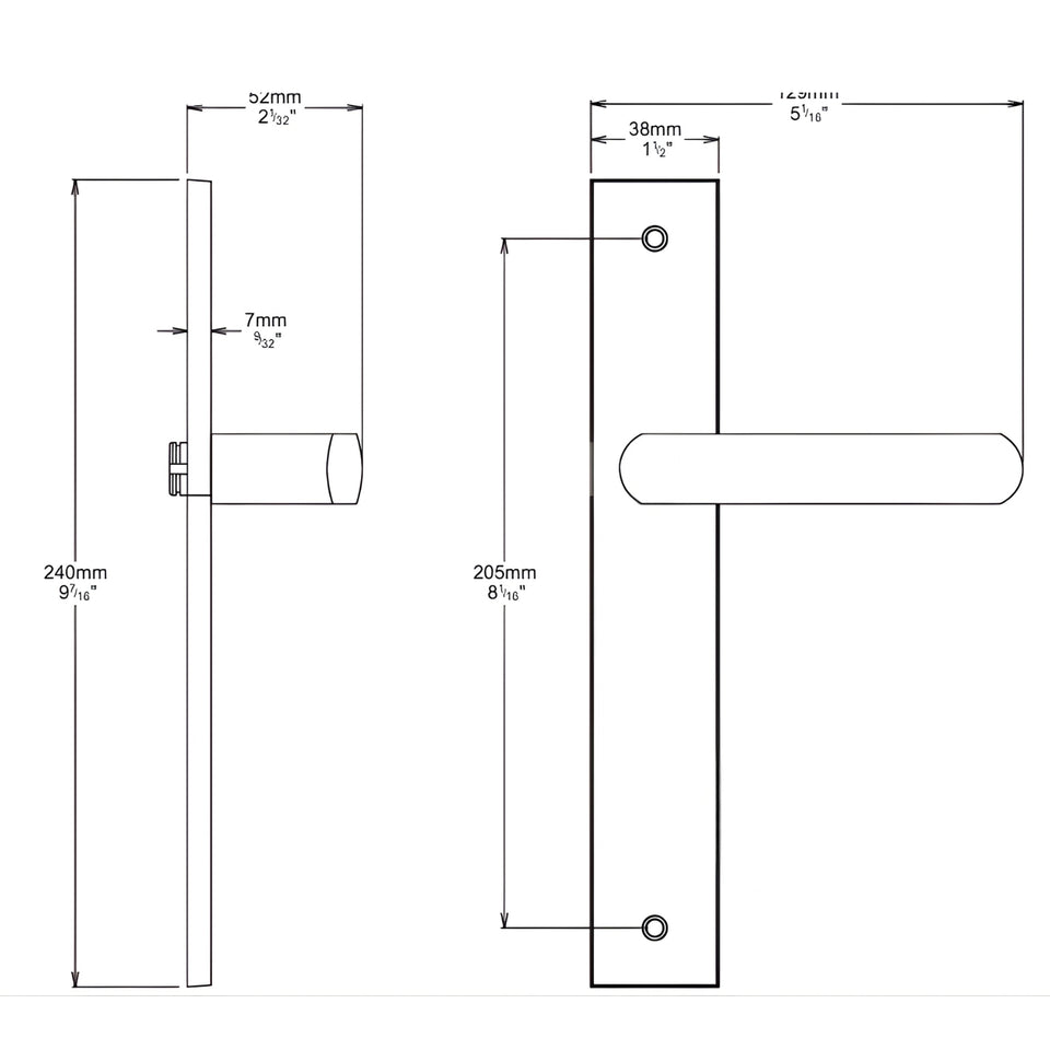 Iver Osaka Lever Rectangular Backplate Passage Kit Brushed Brass
